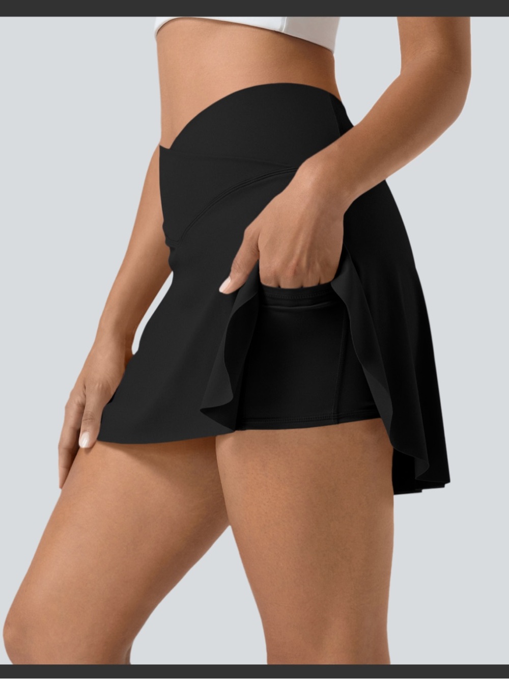 HALARA Black High-Waist Athletic Skort with Built-In Shorts